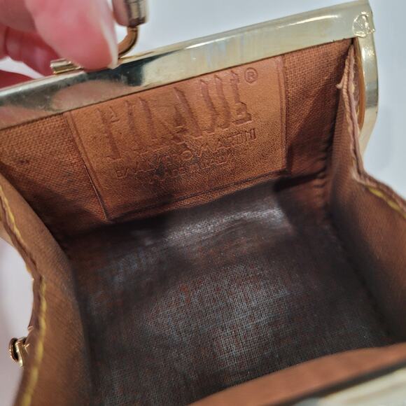 Prima Classe Alviero Martini Vintage Kisslock Leather Coin Wallet Map Small Purs - Picture 6 of 9